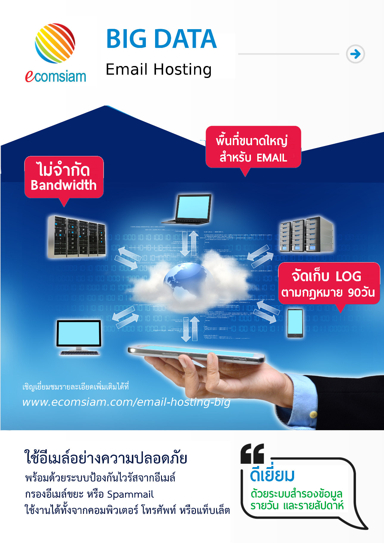 โบชัวร์ email hosting bigdata พื้นที่มาก อีเมล์มาก ราคาไม่แพง แนะนำ email hosting